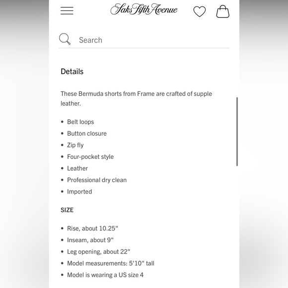 NWOT- Frame 100% Lamb Leather Bermuda Shorts - Picture 16 of 16